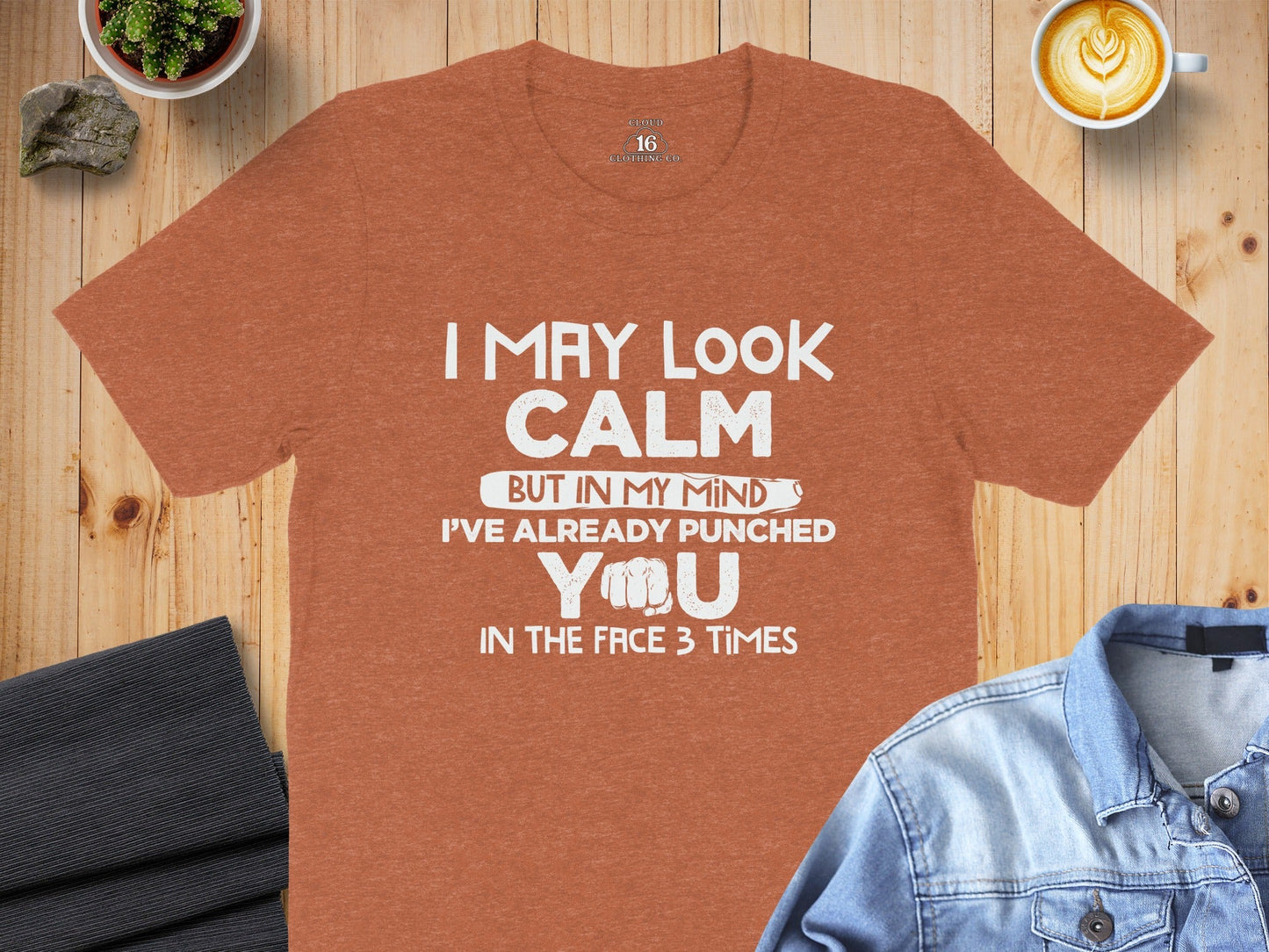 I May Look Calm Already Punched You Funny Graphic T-Shirt