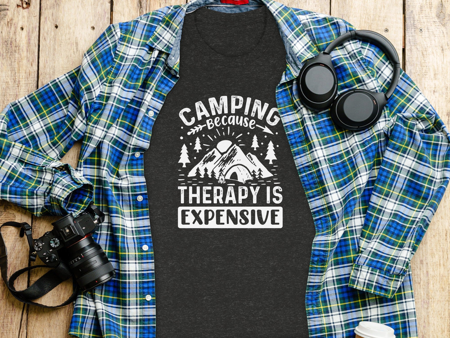Camping Because Therapy Is Expensive Graphic T-Shirt
