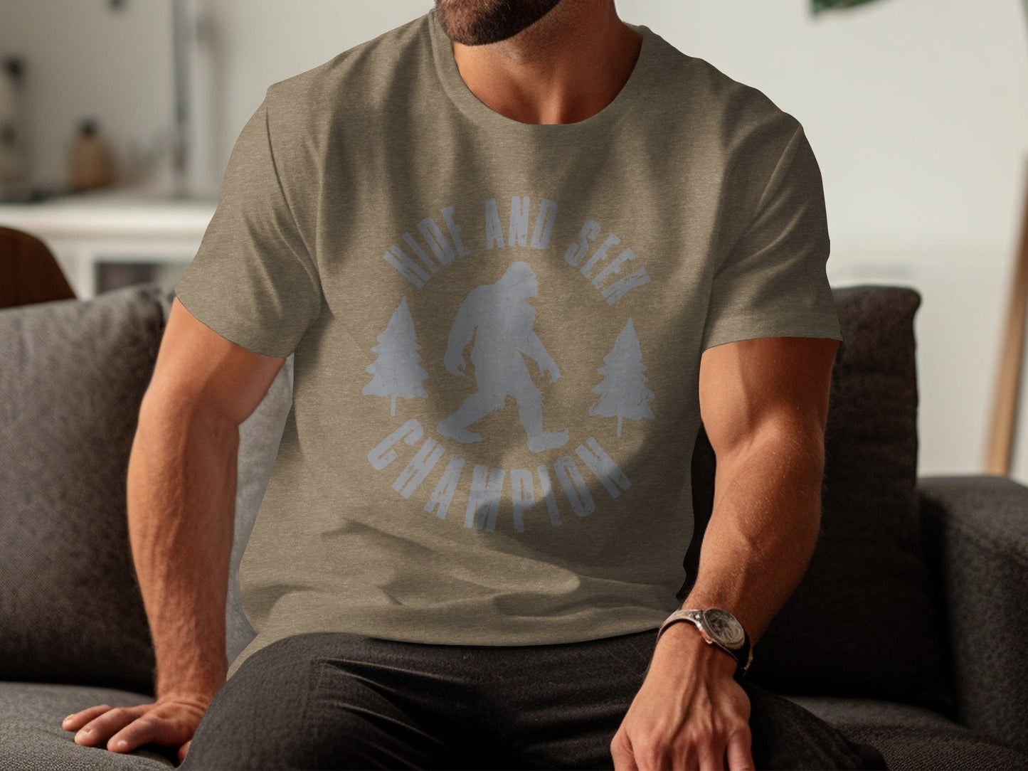 Hide and Seek Champion Bigfoot Funny Graphic Novelty T-Shirt