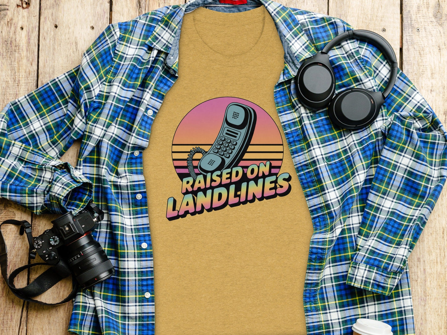 Raised on Landlines Retro Style Phone Design T-Shirt