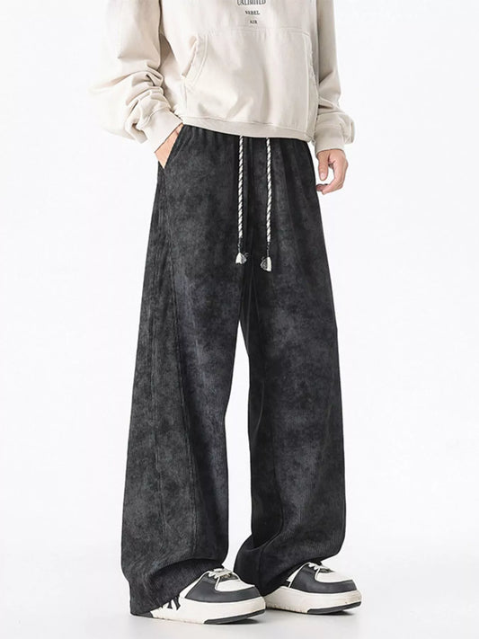 Men's Plus Size Vintage Wash Wide Leg Pants