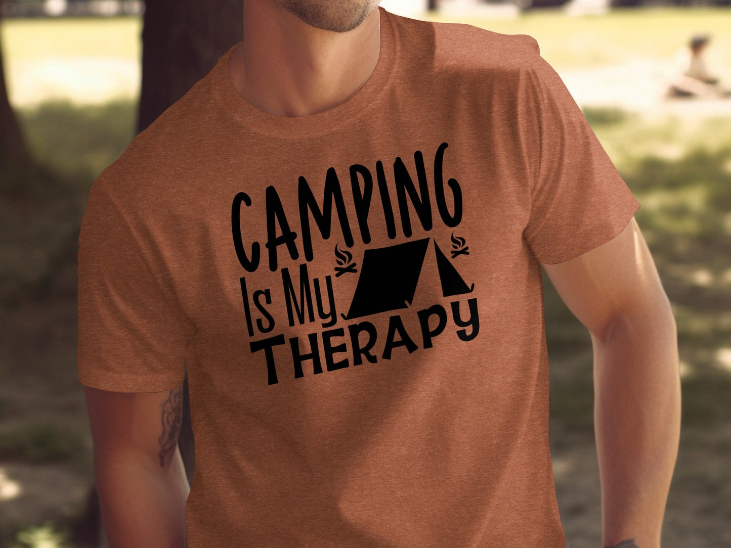 Camping Is My Therapy Tent Campfire Graphic T-Shirt