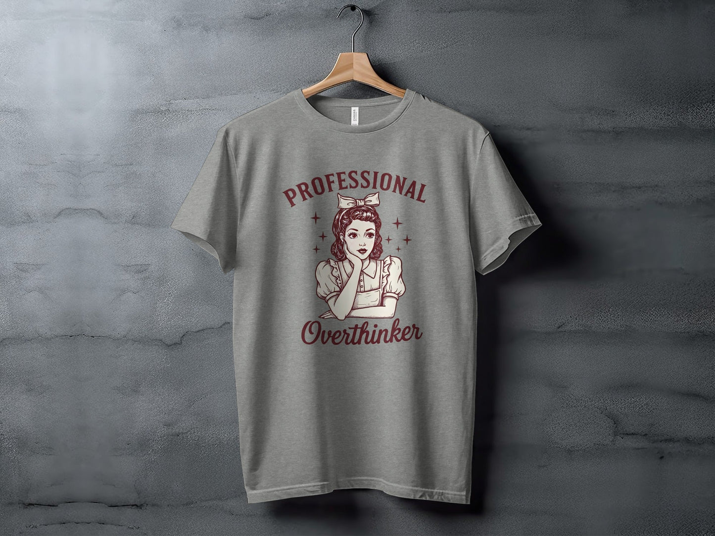 Professional Overthinker Cute Retro Girl Illustration T-Shirt