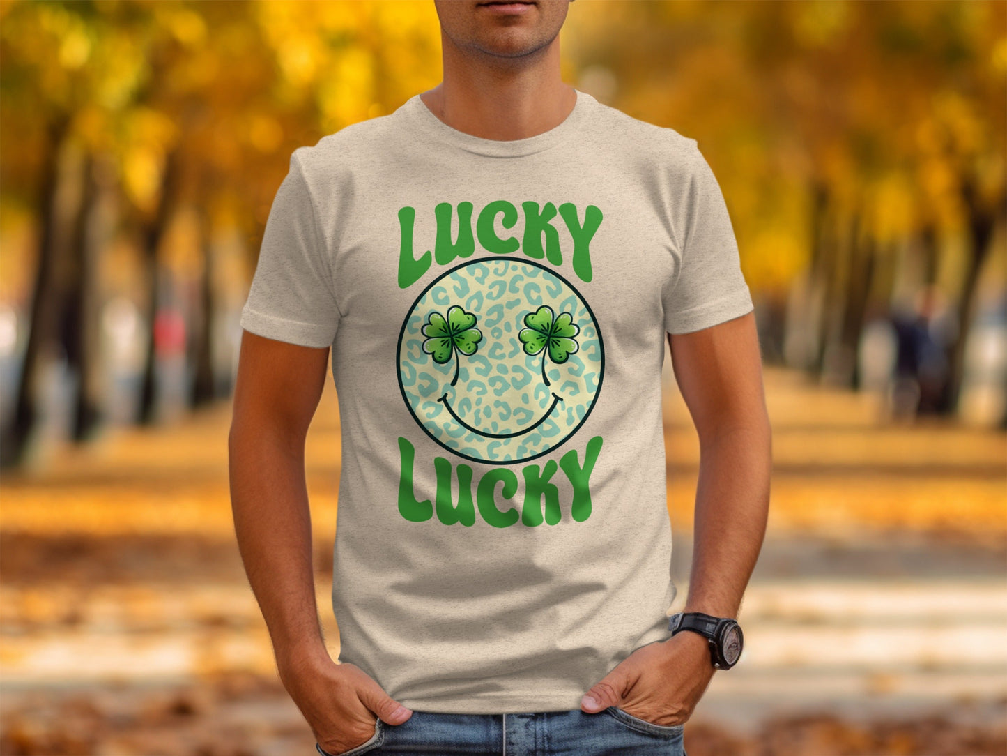 Lucky Clover Smiley Face T-Shirts, Retro St Patricks Day Apparel, Good Luck Outfit, Irish Celebration Shirts, Retro Lucky Tee
