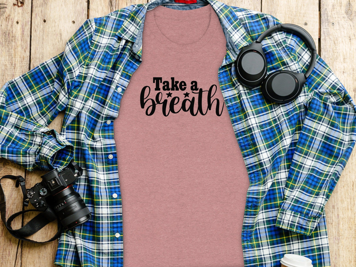 Take a Breath Graphic Two Stars Design Inspiration T-Shirt