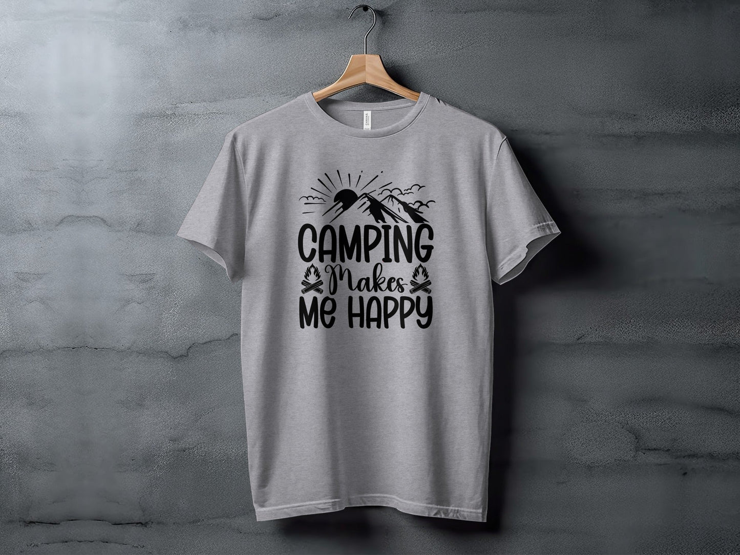 Camping Makes Me Happy Outdoor Adventure Graphic T-Shirt