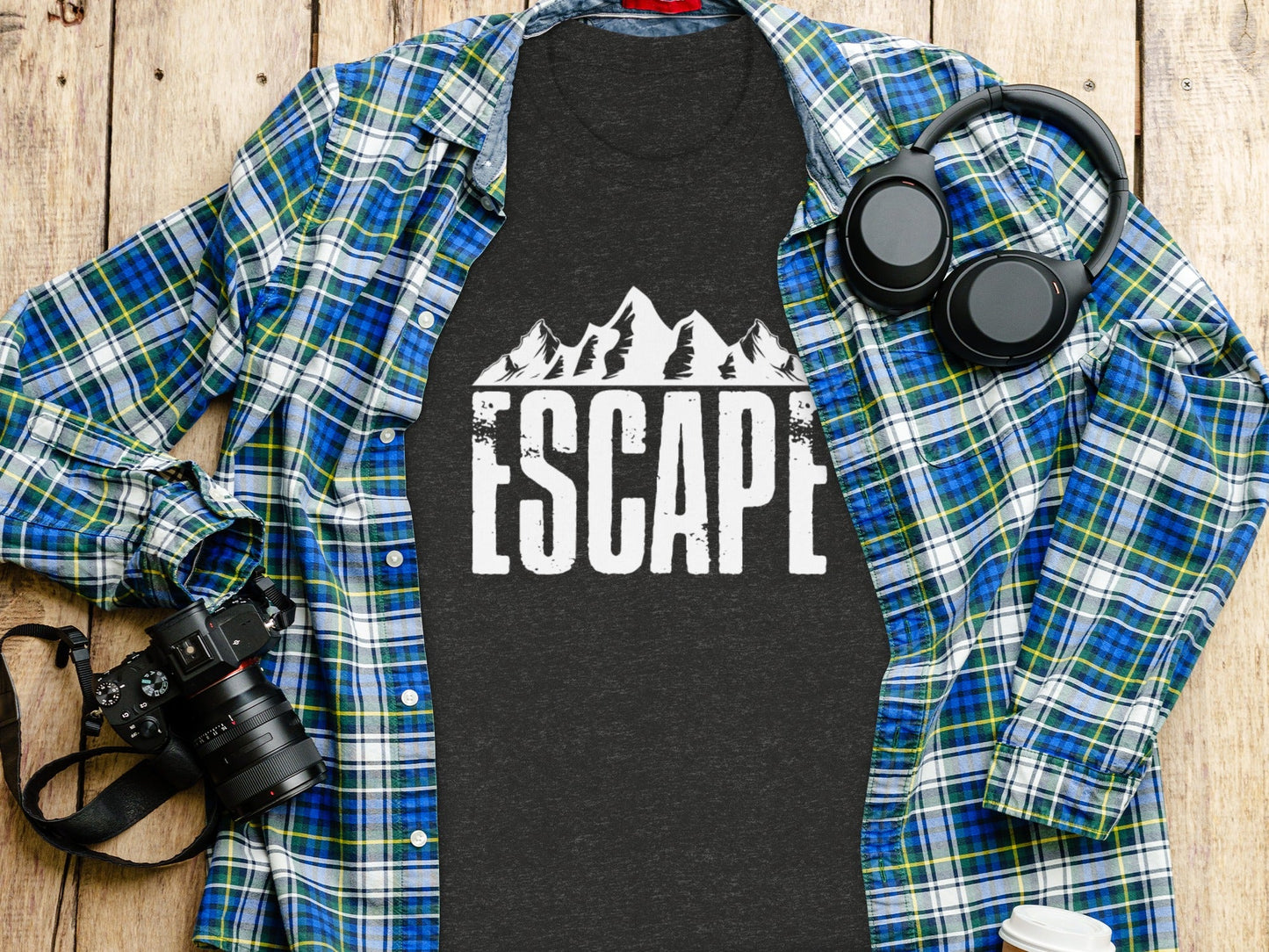 Escape Into The Mountains Outdoor Adventure Design T-Shirt