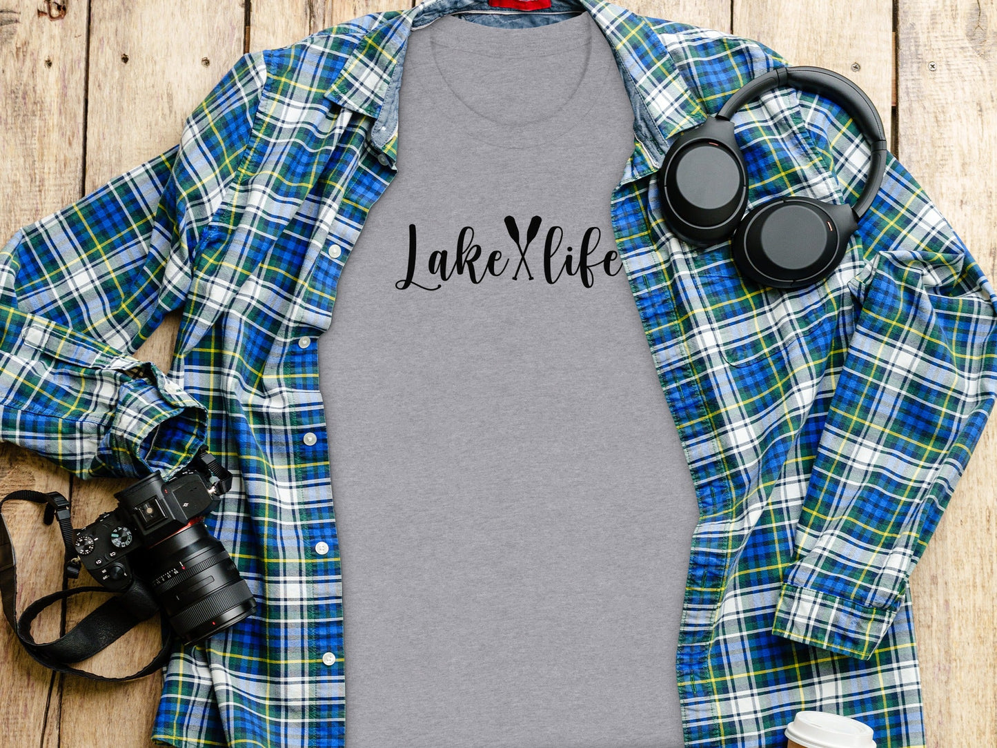 Lake With Crossed Paddles Graphic Design Lake Life T-Shirt