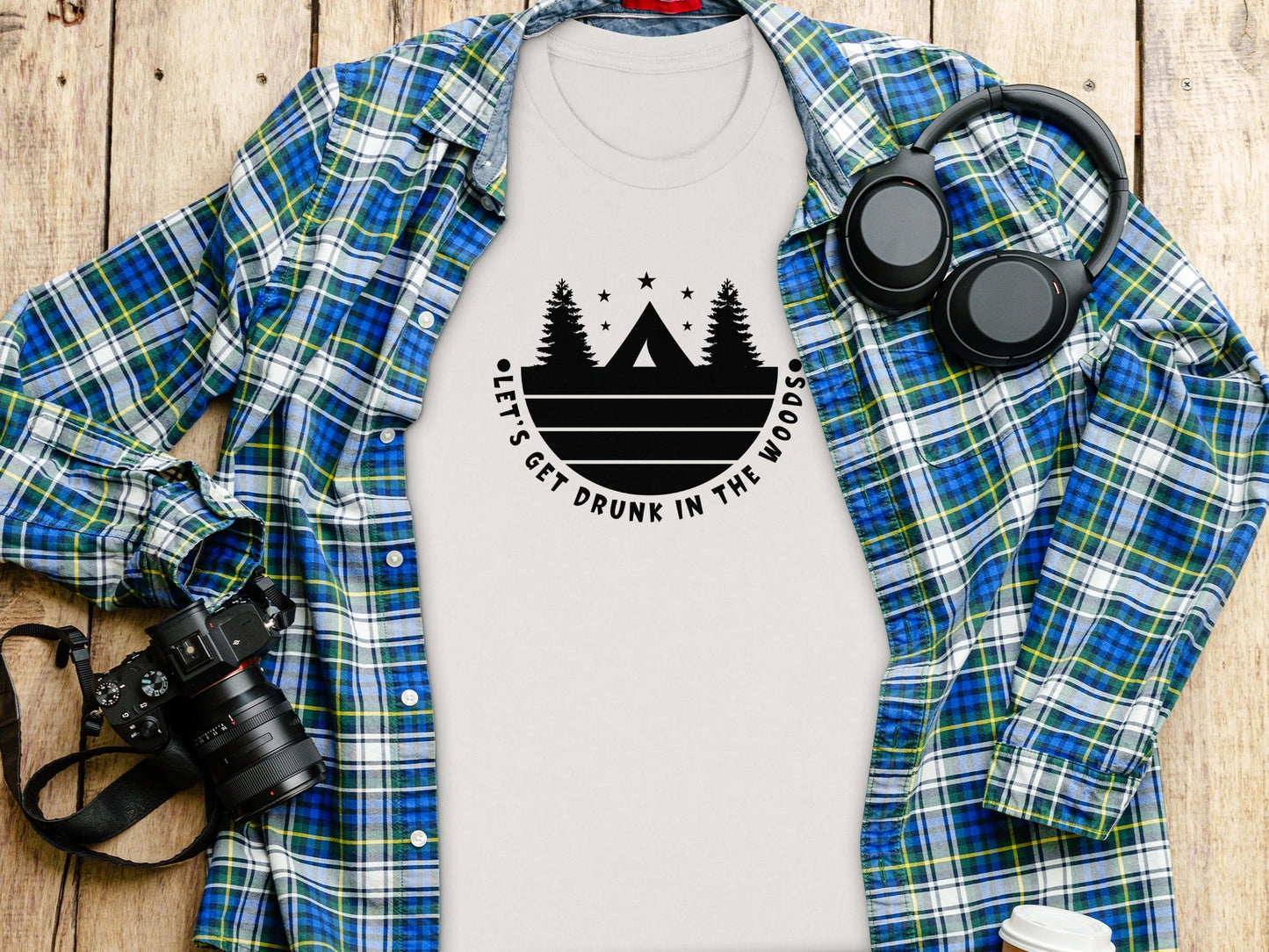 Let's Get Drunk In The Woods Camping Adventure T-Shirt