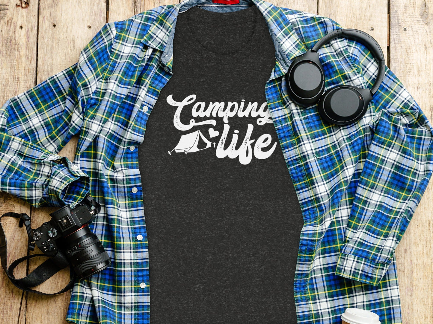 Camping Is Life With Tent And Heart Design T-Shirt