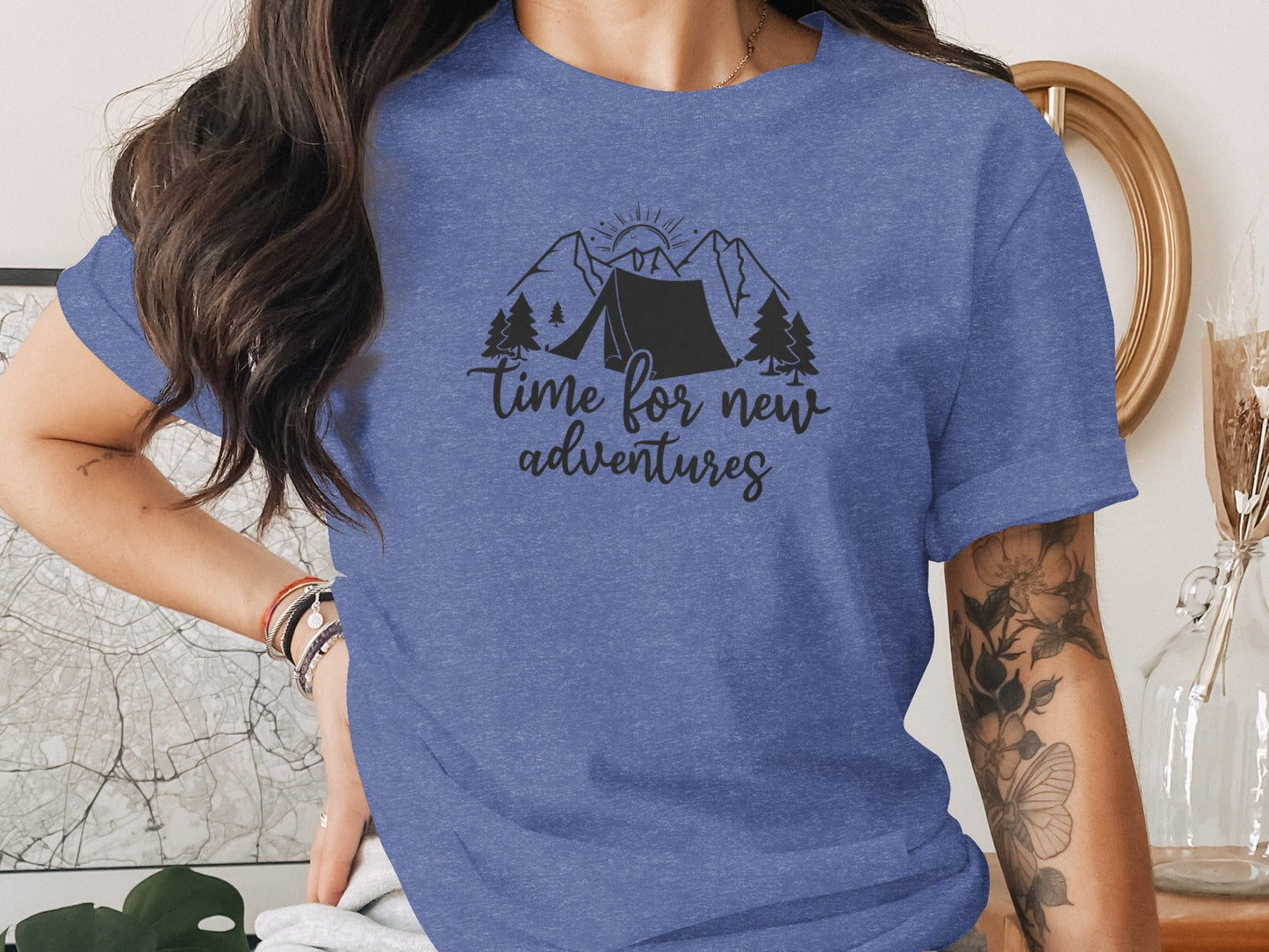 Time For New Adventures With Tent Graphic Design T-Shirt