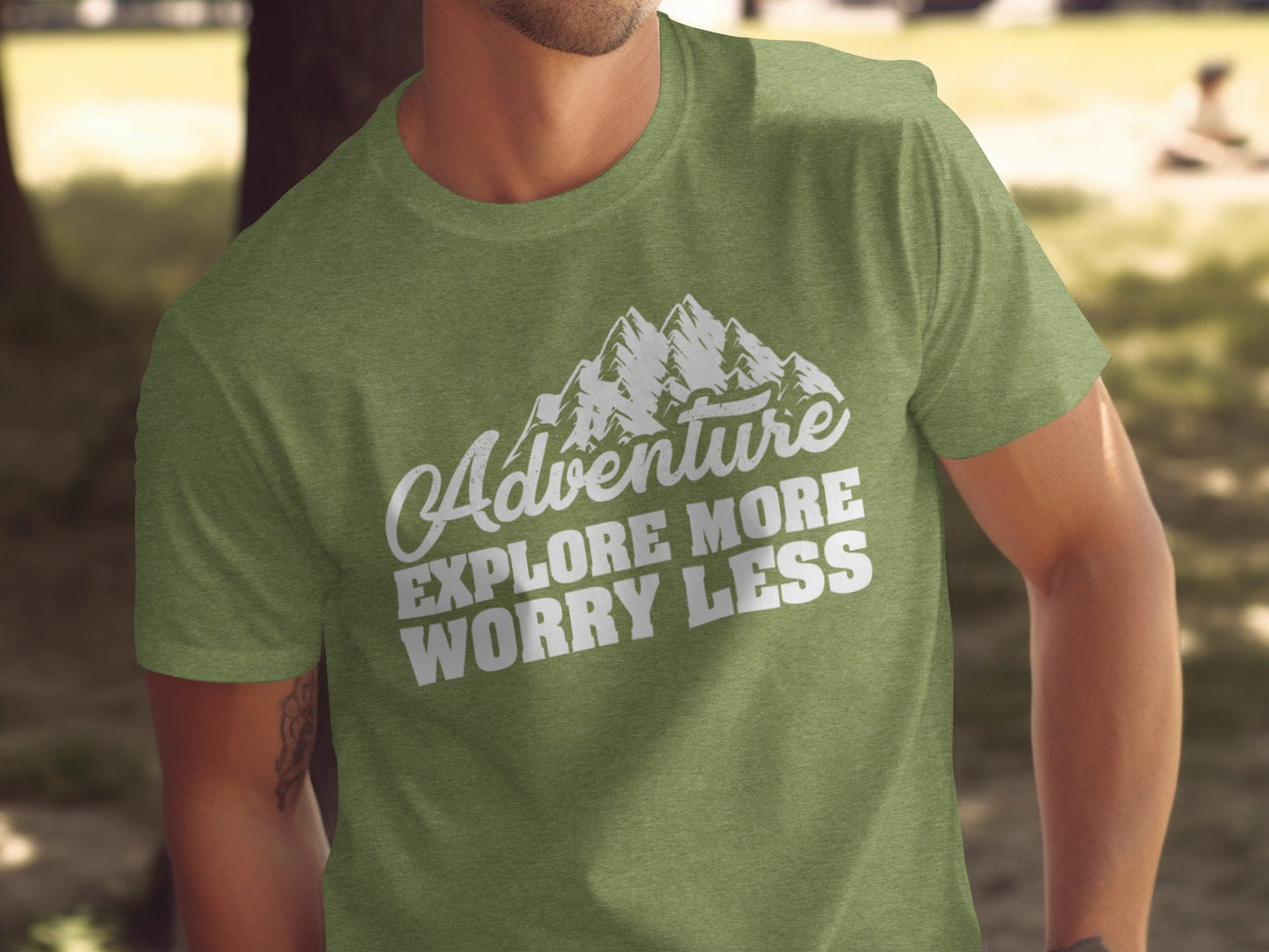 Adventure Explore More Worry Less Mountain Graphic T-Shirt
