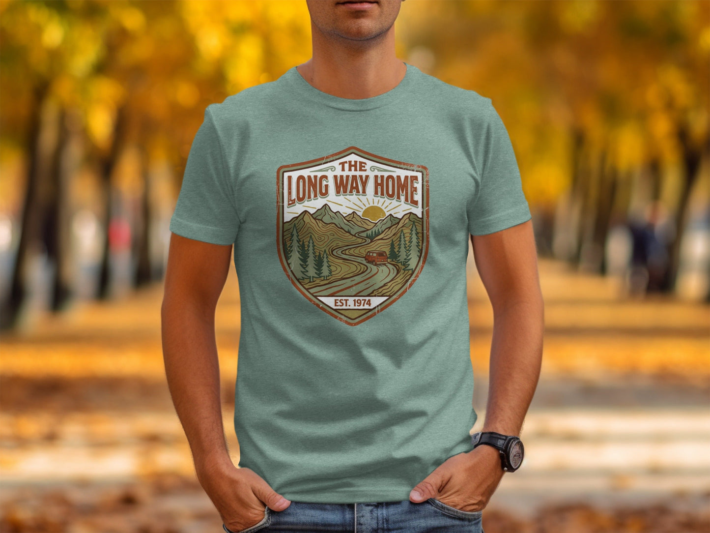 Rugged The Long Way Home - Vintage Adventure Wilderness Shirt