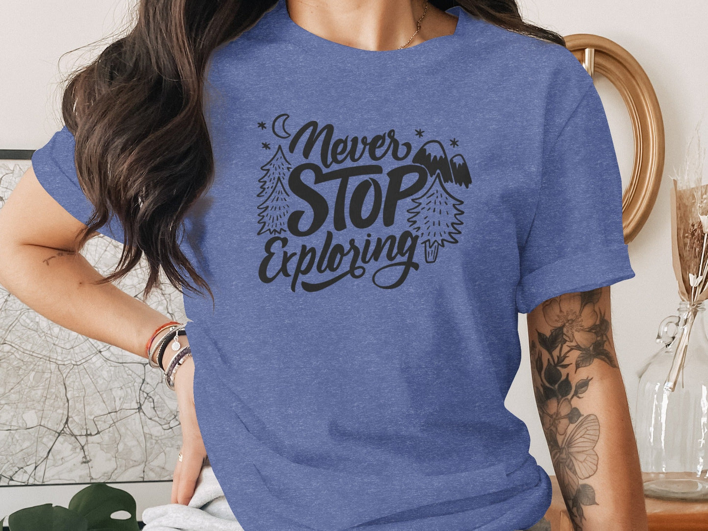 Never Stop Exploring Mountain Adventure Outdoors T-Shirt