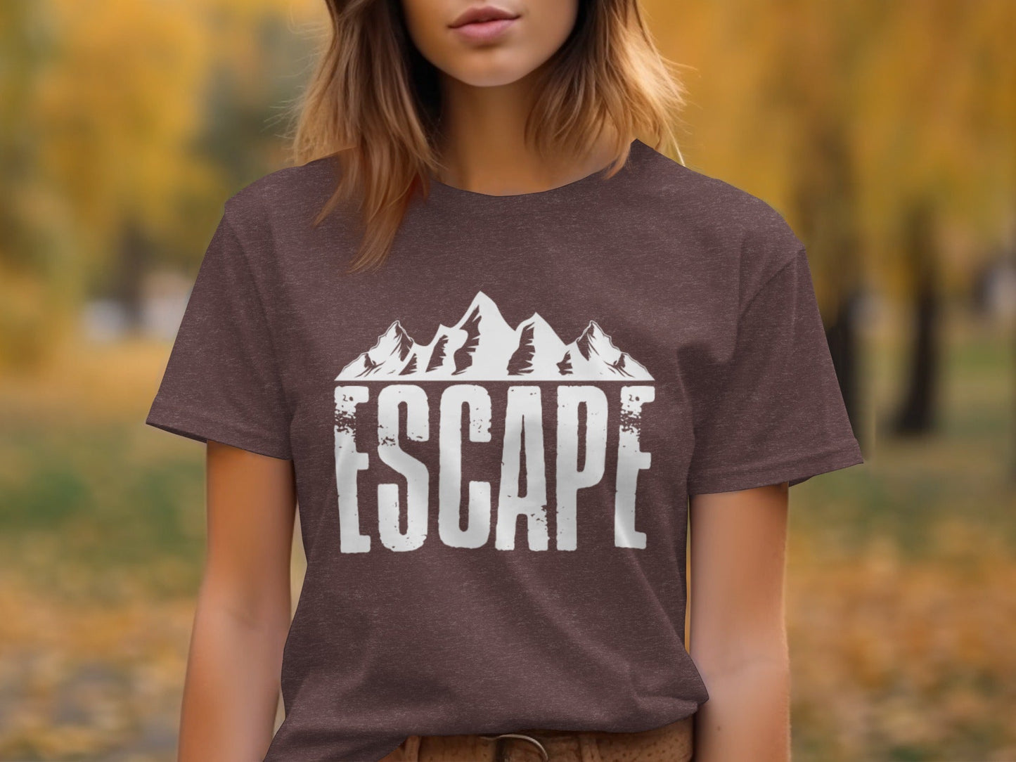 Escape Into The Mountains Outdoor Adventure Design T-Shirt