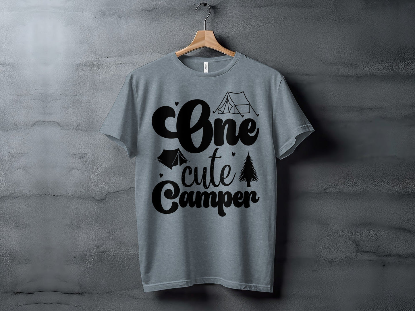 One Cute Camper Tent and Pine Tree Camping Design T-Shirt