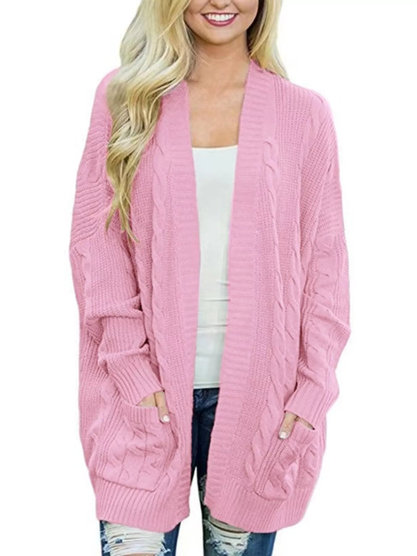 Full Size Chunky Knit Open Front Cardigan Plus Size