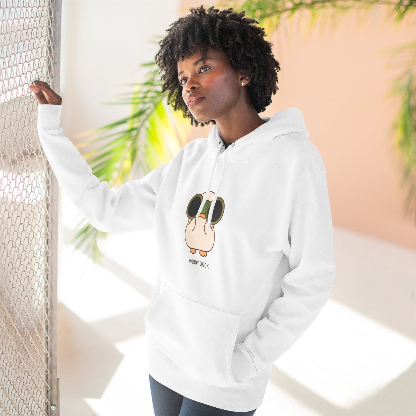 Moody Duck Fleece Hoodie | Cute Graphic Sweatshirt