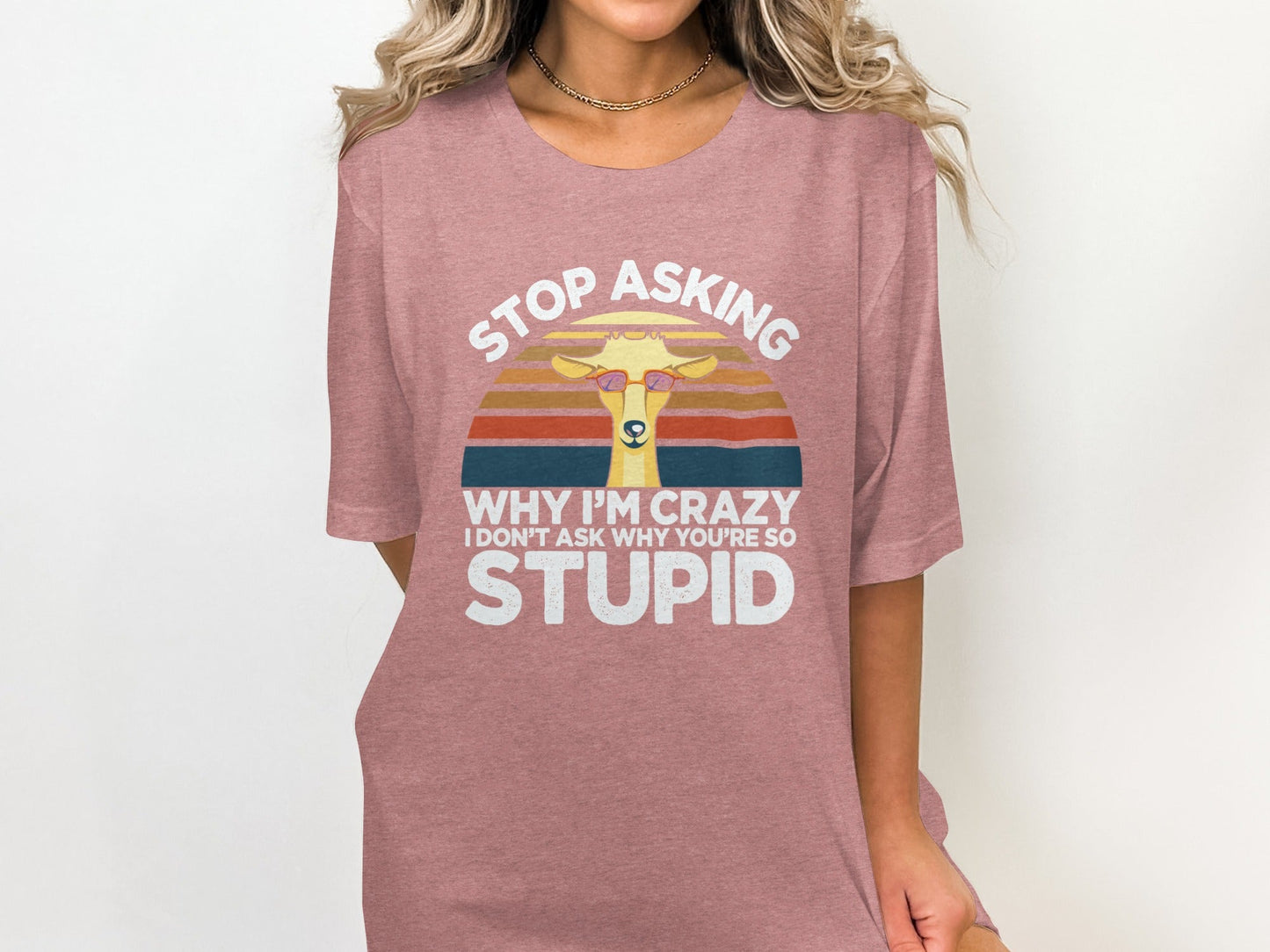 Stop Asking Why I'm Crazy Funny Llama Graphic T-Shirt