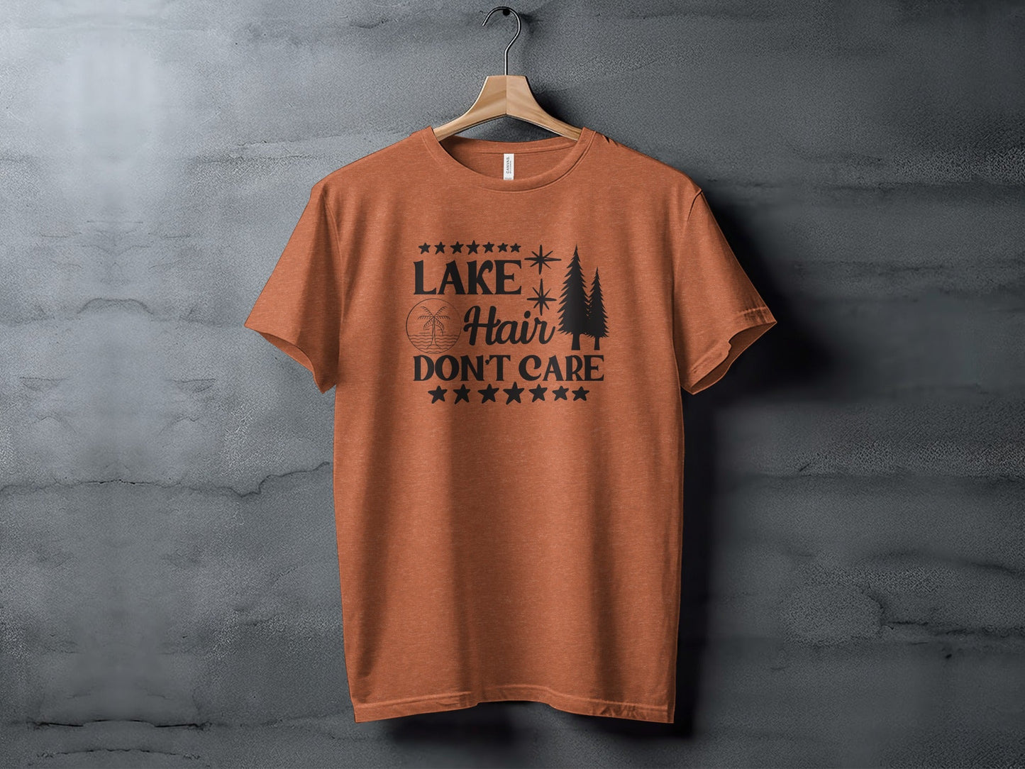 Lake with Hair Don't Care Graphic Image Printed T-Shirt