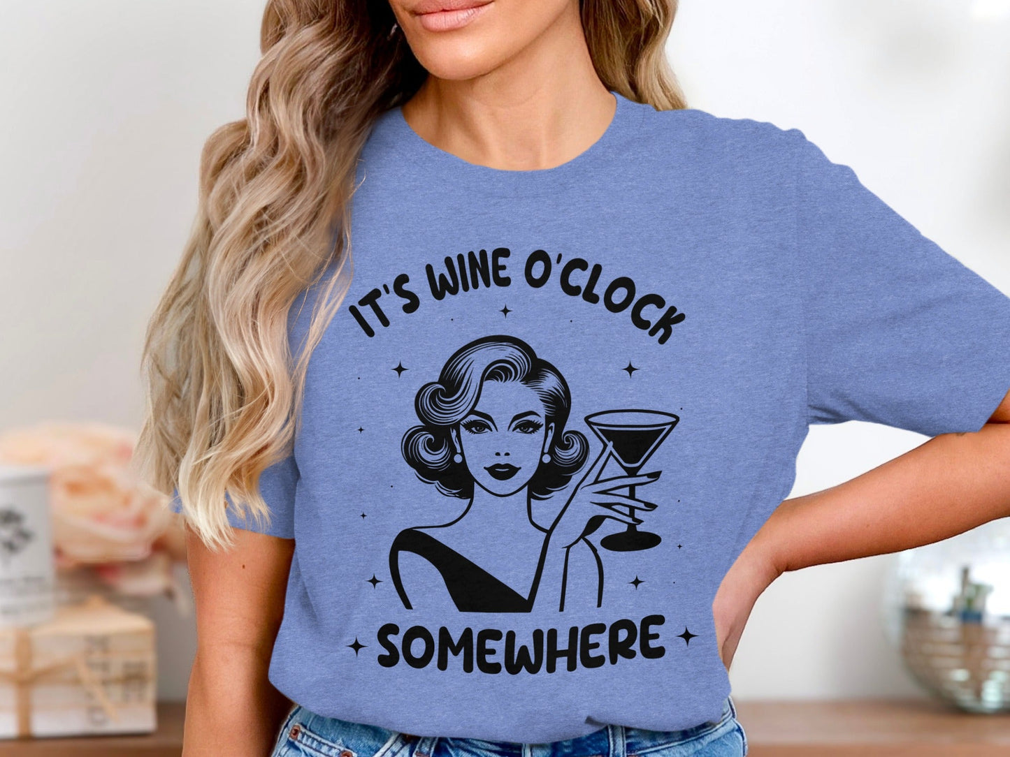 It's Wine O'Clock Somewhere Classy Lady Graphic T-Shirt