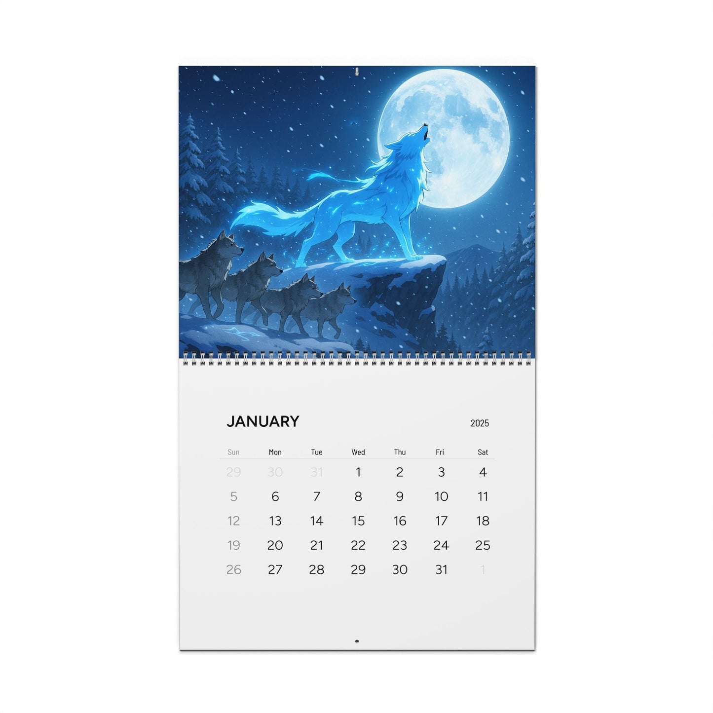 XP Wolf Gamer Wall Calendar (2025)