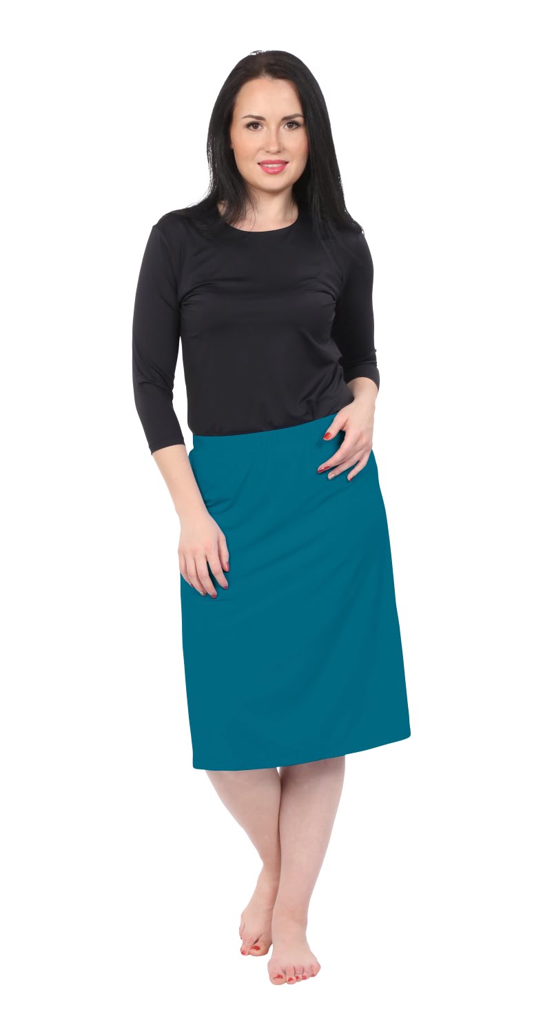 Modest Knee Length Swim, and Sports Skirt with UPF 50+ UV protection