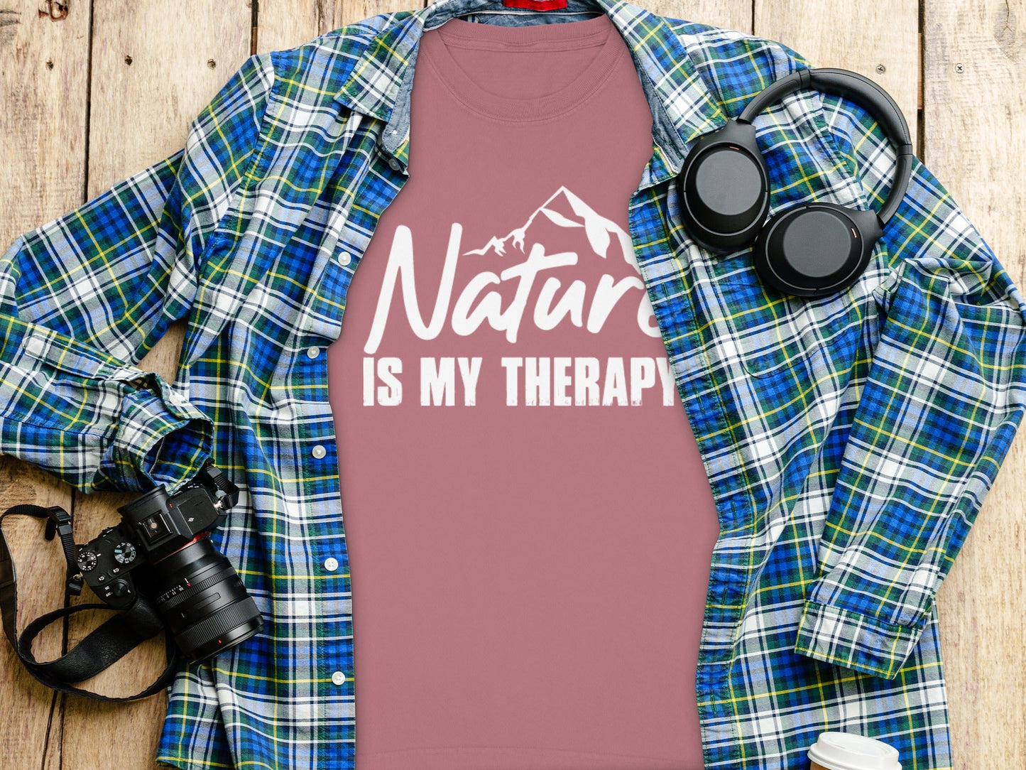 Nature Is My Therapy Mountain Graphic Text Long Sleeve T-Shirt