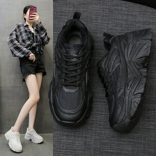 Thick-Bottom Breathable White Shoes for Women — Stylish & Cushioned