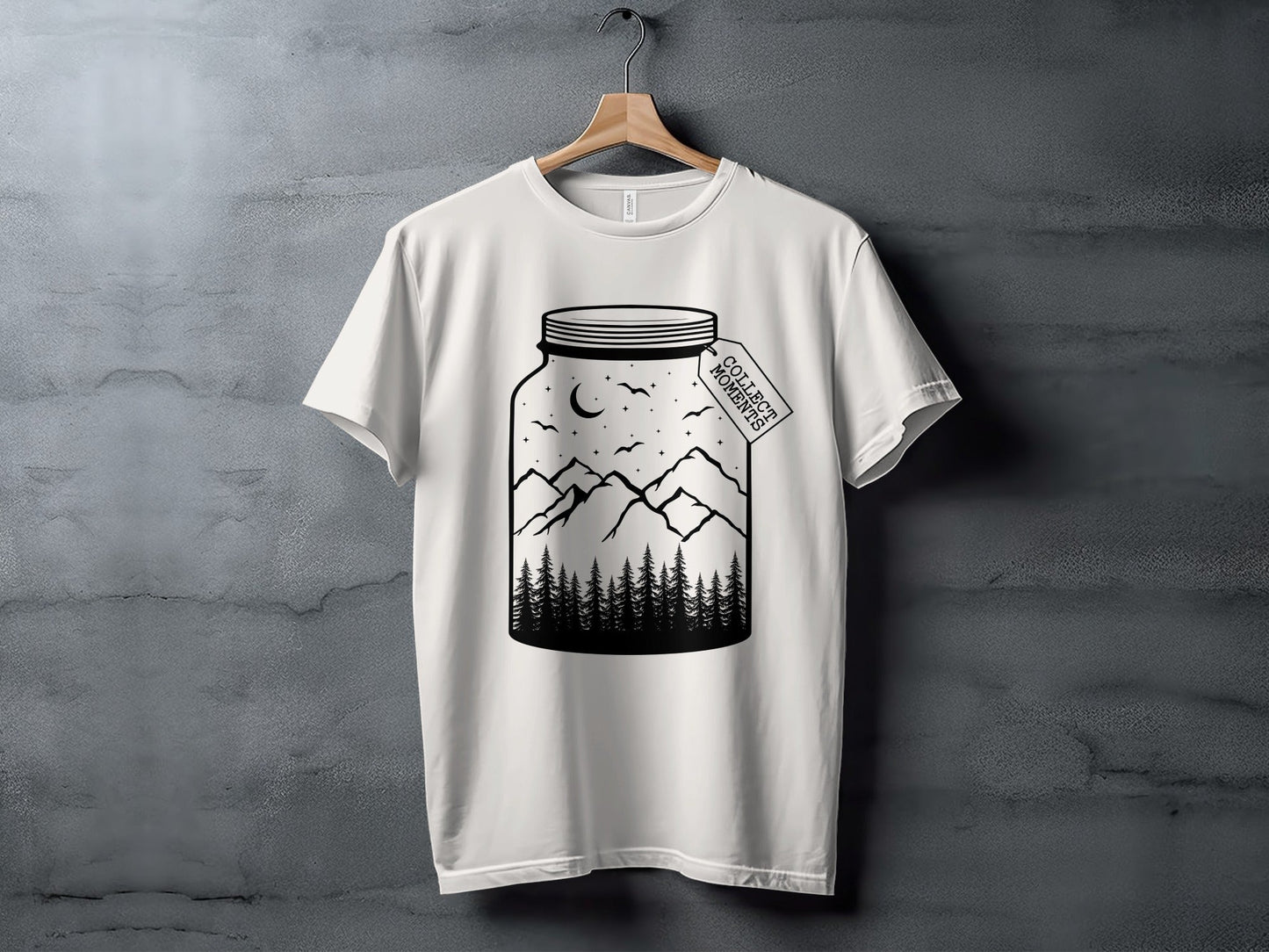 Collect Moments Jar with Mountains Scene Design T-Shirt