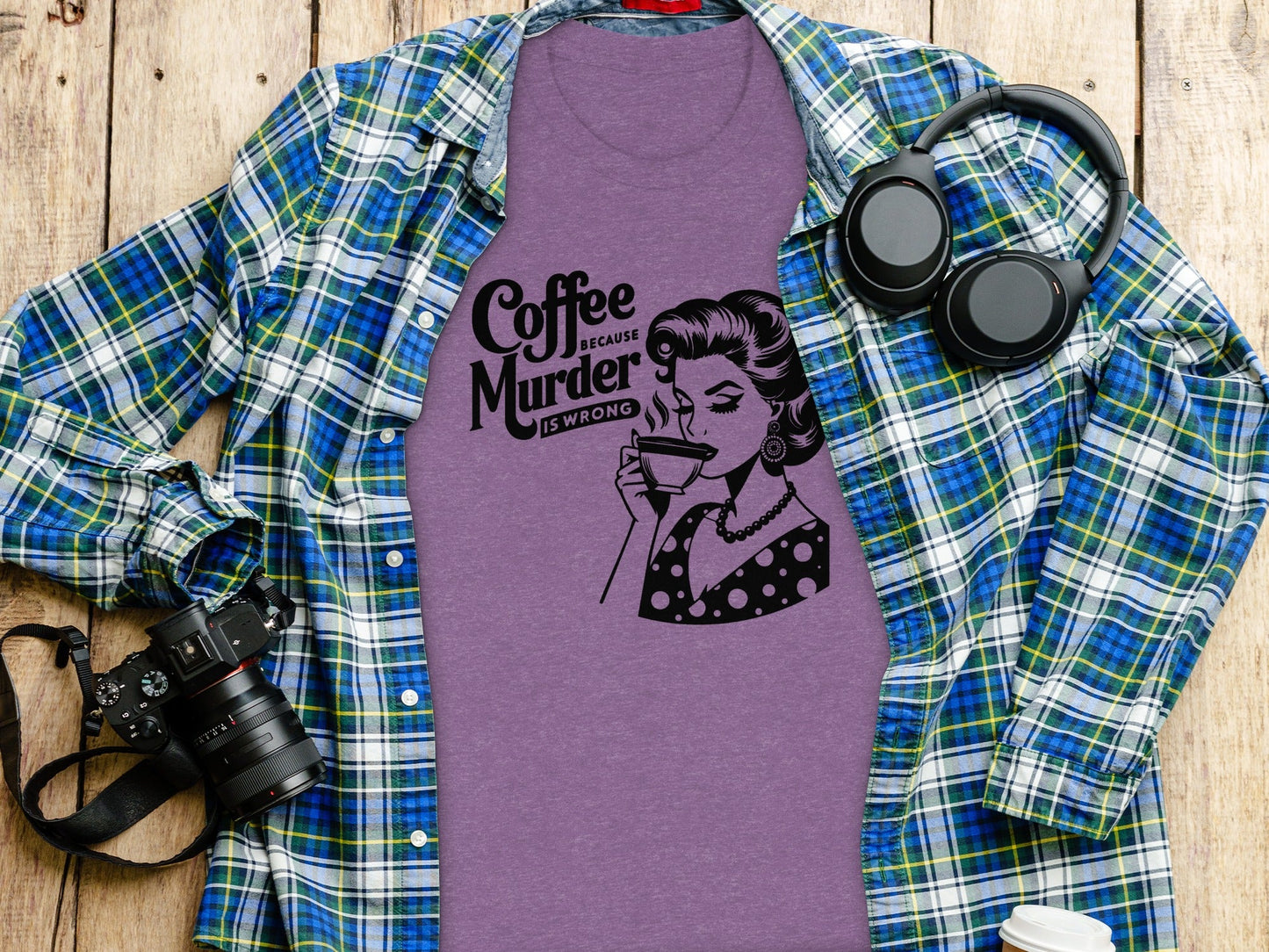 Coffee Because Murder Is Wrong Funny Graphic T-Shirt