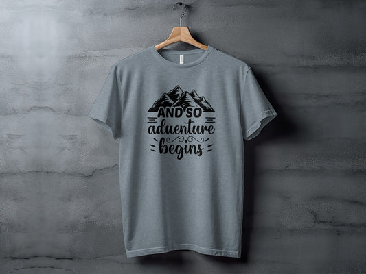 And So Adventure Begins Mountain Theme Graphic T-Shirt