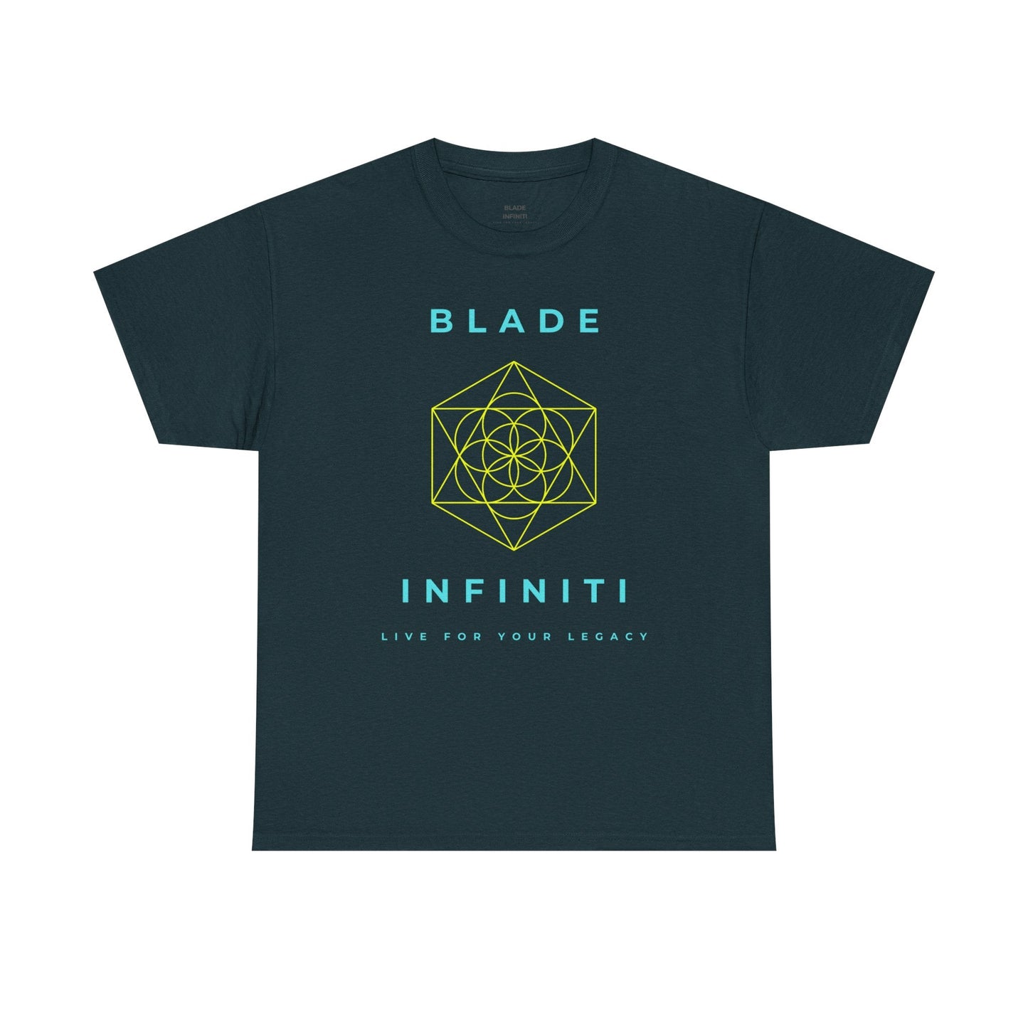 Geometric Azteca Essential Aqua/Neon Green T-Shirt