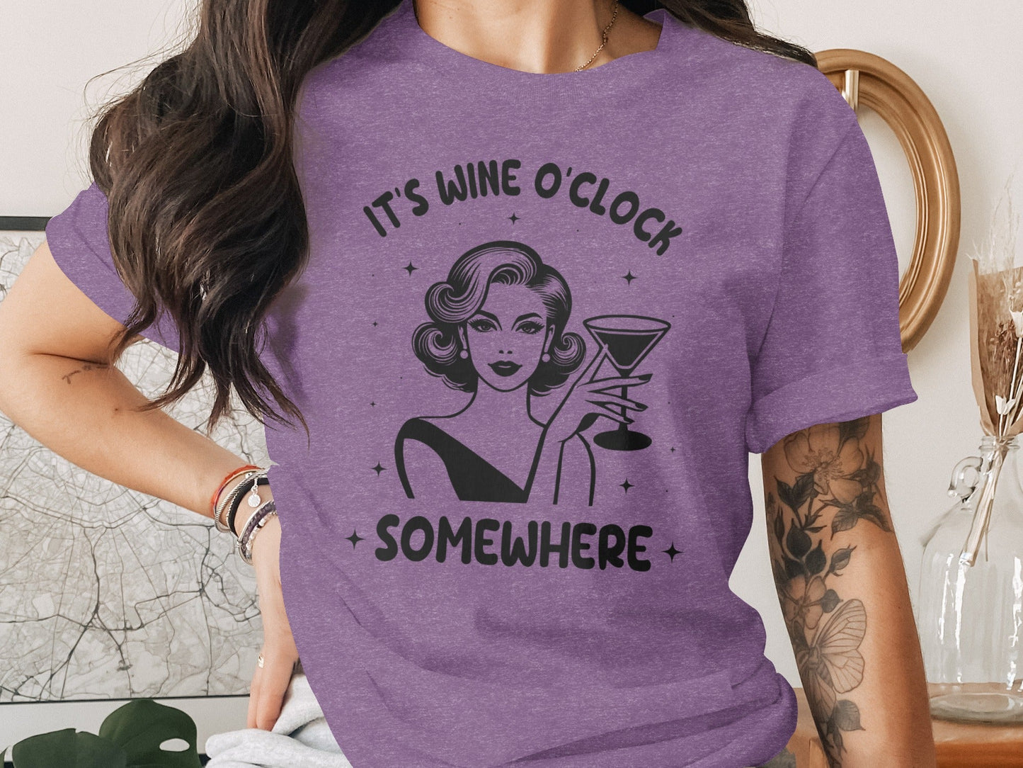 It's Wine O'Clock Somewhere Classy Lady Graphic T-Shirt