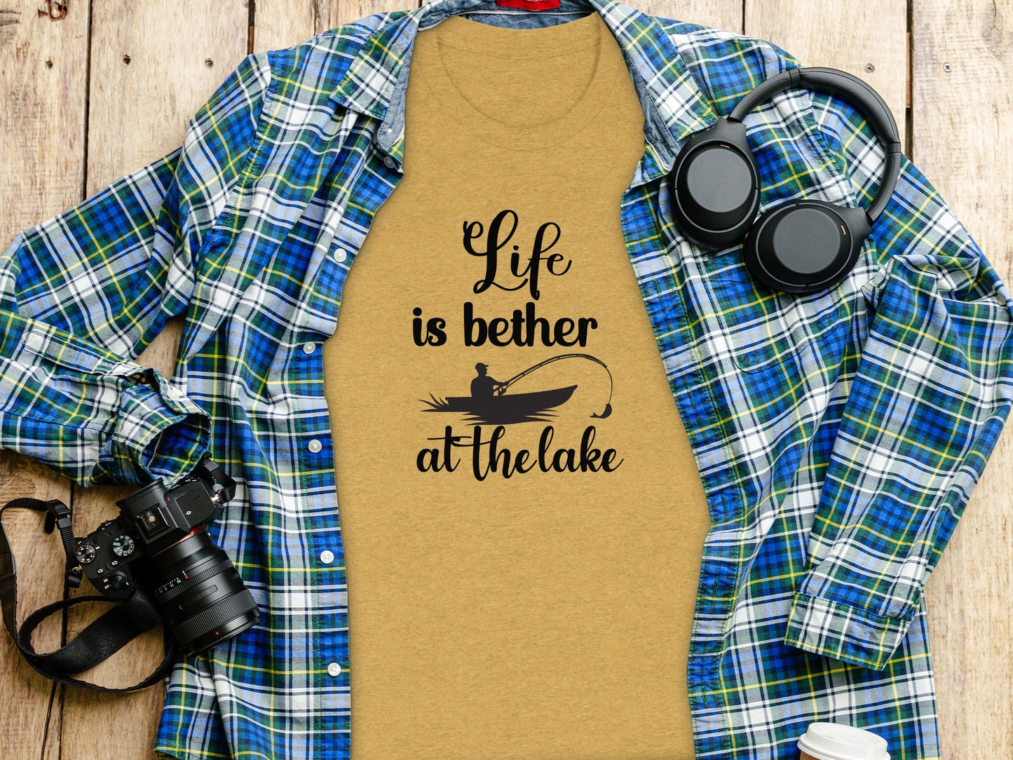 Life is Better At The Lake Fishing Rod Design T-Shirt