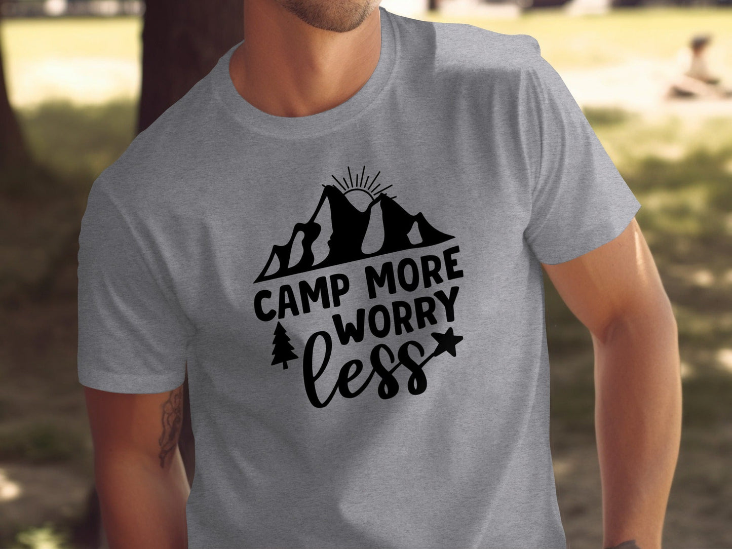 Camp More Worry Less Adventure Outdoors Lifestyle T-Shirt