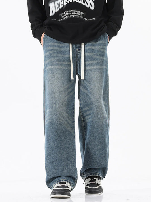 Men's Full Size Wash Wide Leg Jeans Plus Size