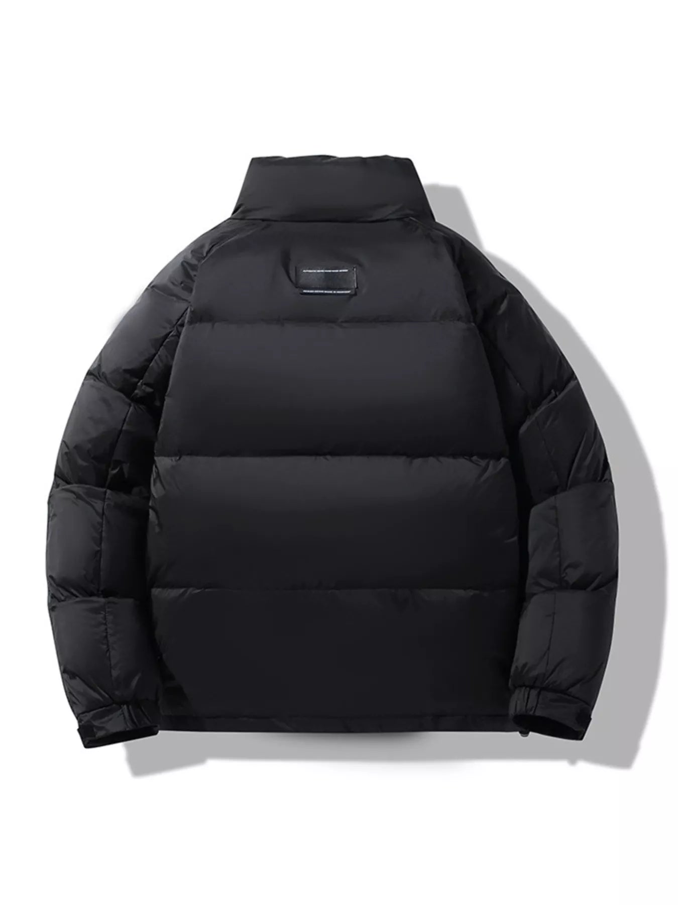 Men's Plus Size Stand Collar Puffer Jacket with Side Zipper Pockets