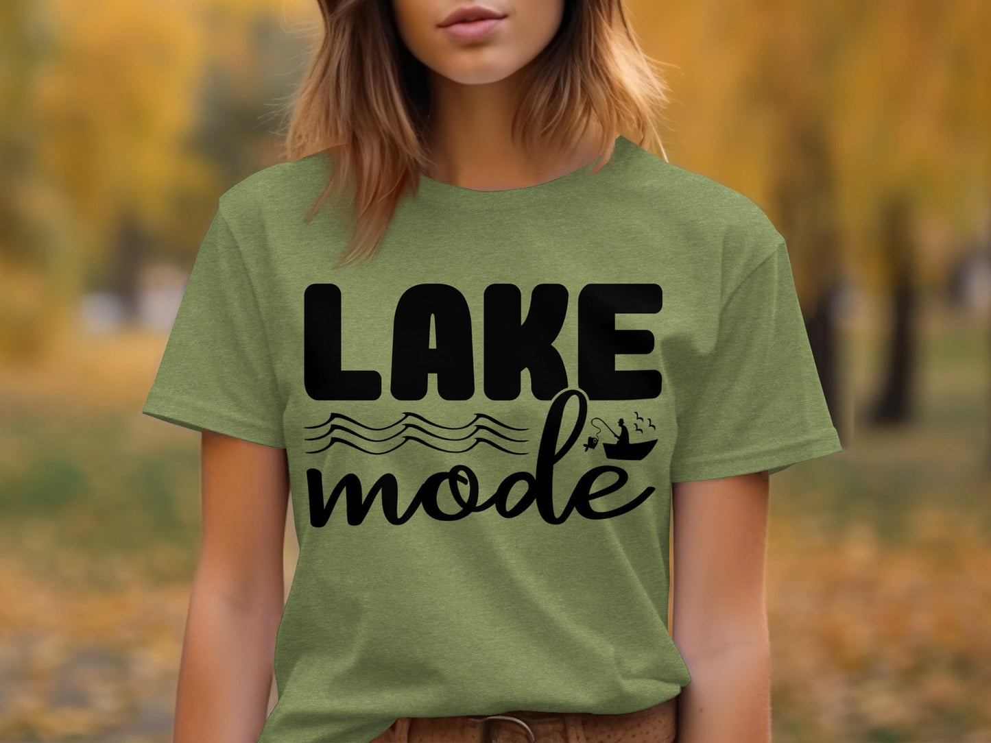 Lake Mode With Fishing Design Graphic Great Outdoors T-Shirt