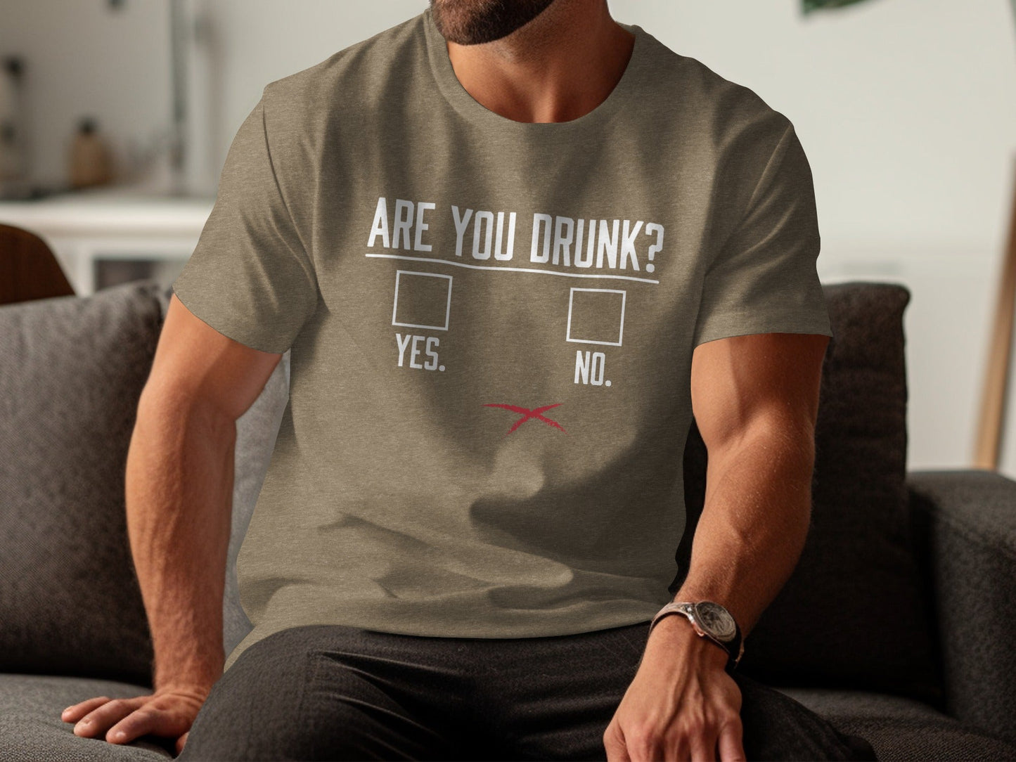 Are You Drunk Check Box With Red Cross Funny Graphic T-Shirt