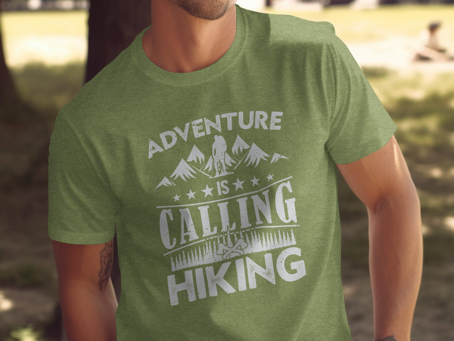 Adventure Is Calling Hiking Graphic Design T-Shirt