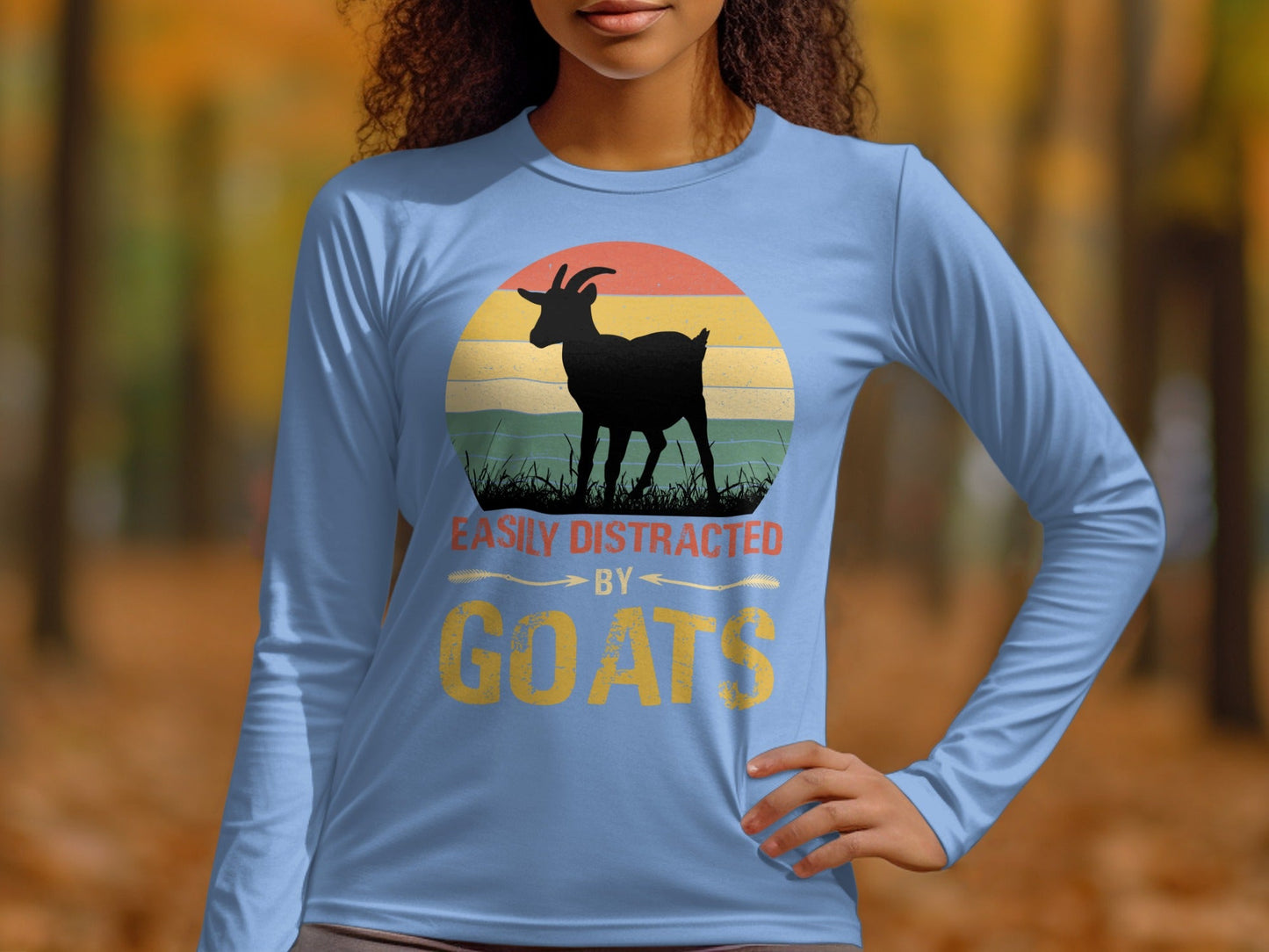 Easily Distracted by Goats Design Graphic T-Shirts Long Sleeve T-shirt
