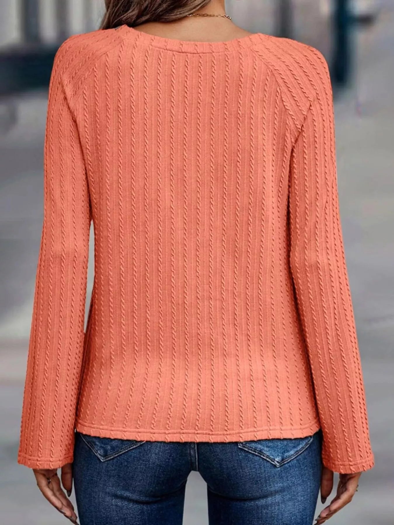 Textured Knit Long Sleeve T-Shirt