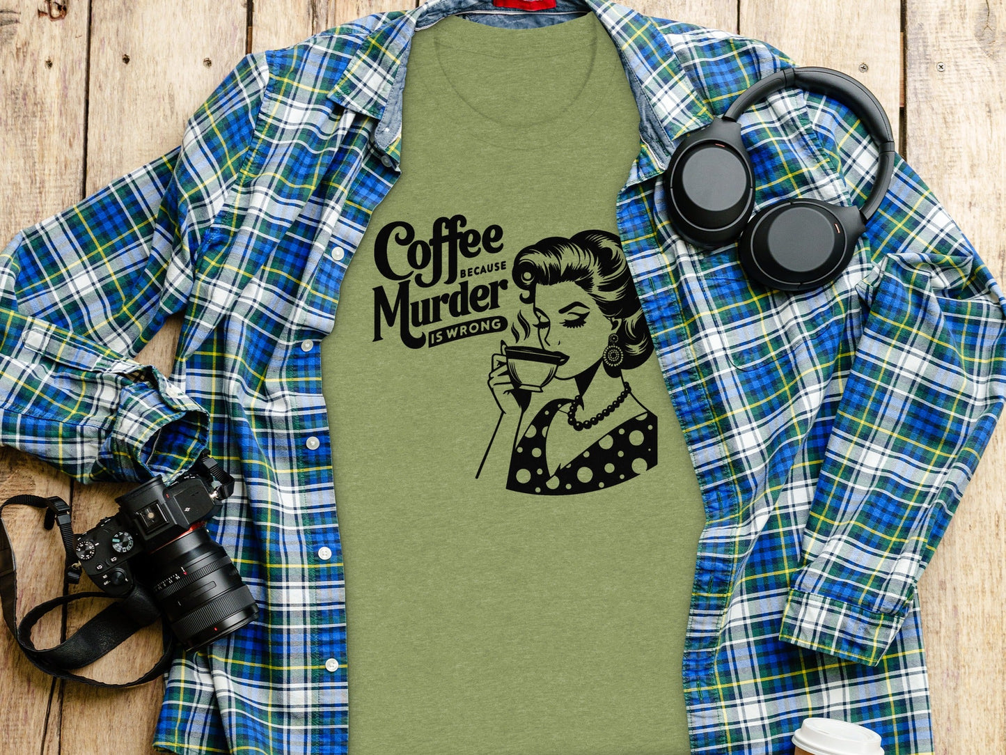 Coffee Because Murder Is Wrong Funny Graphic T-Shirt