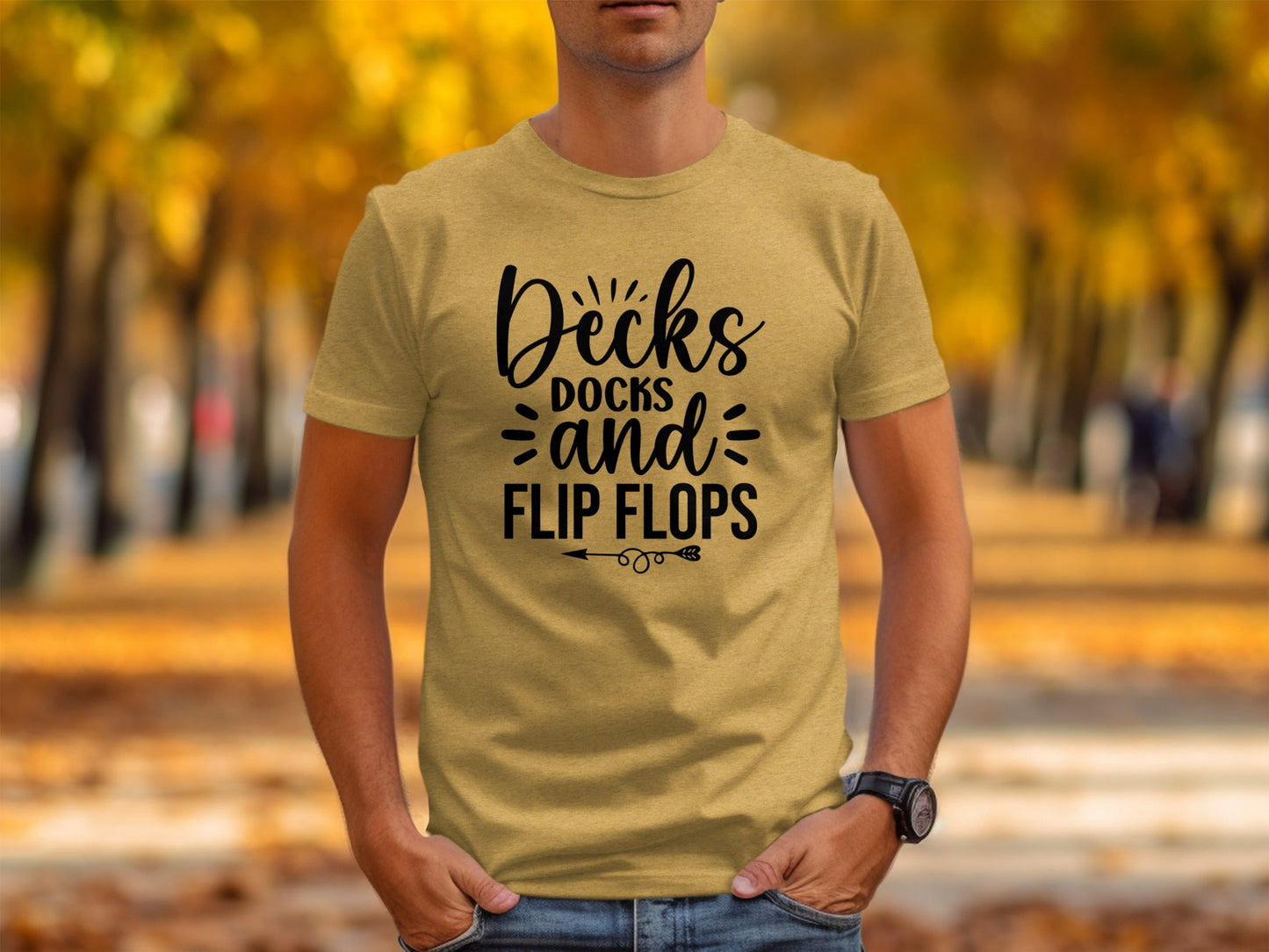 Decks Docks And Flip Flops Arrow Summer Funny T-Shirt