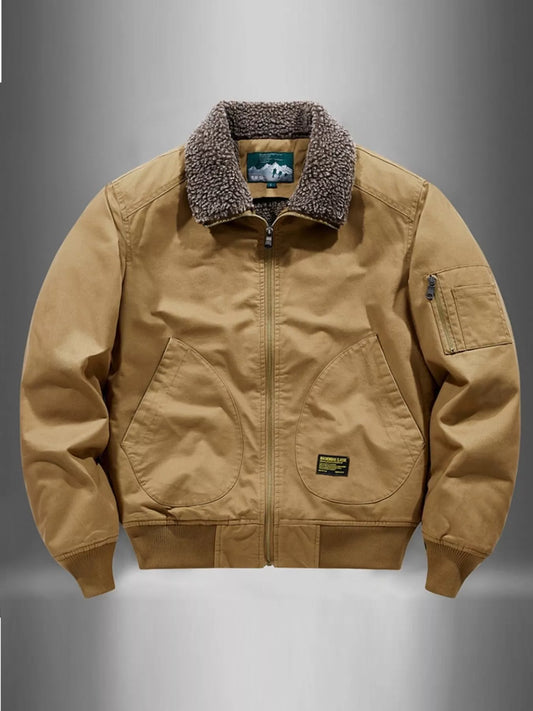 Men's Plus Size Zip Up Fur Collar Jacket