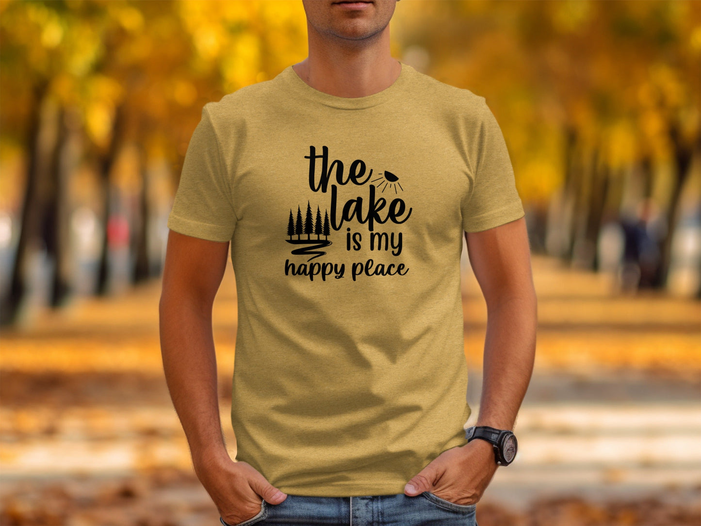 The Lake Is My Happy Place With Trees Graphic T-Shirt