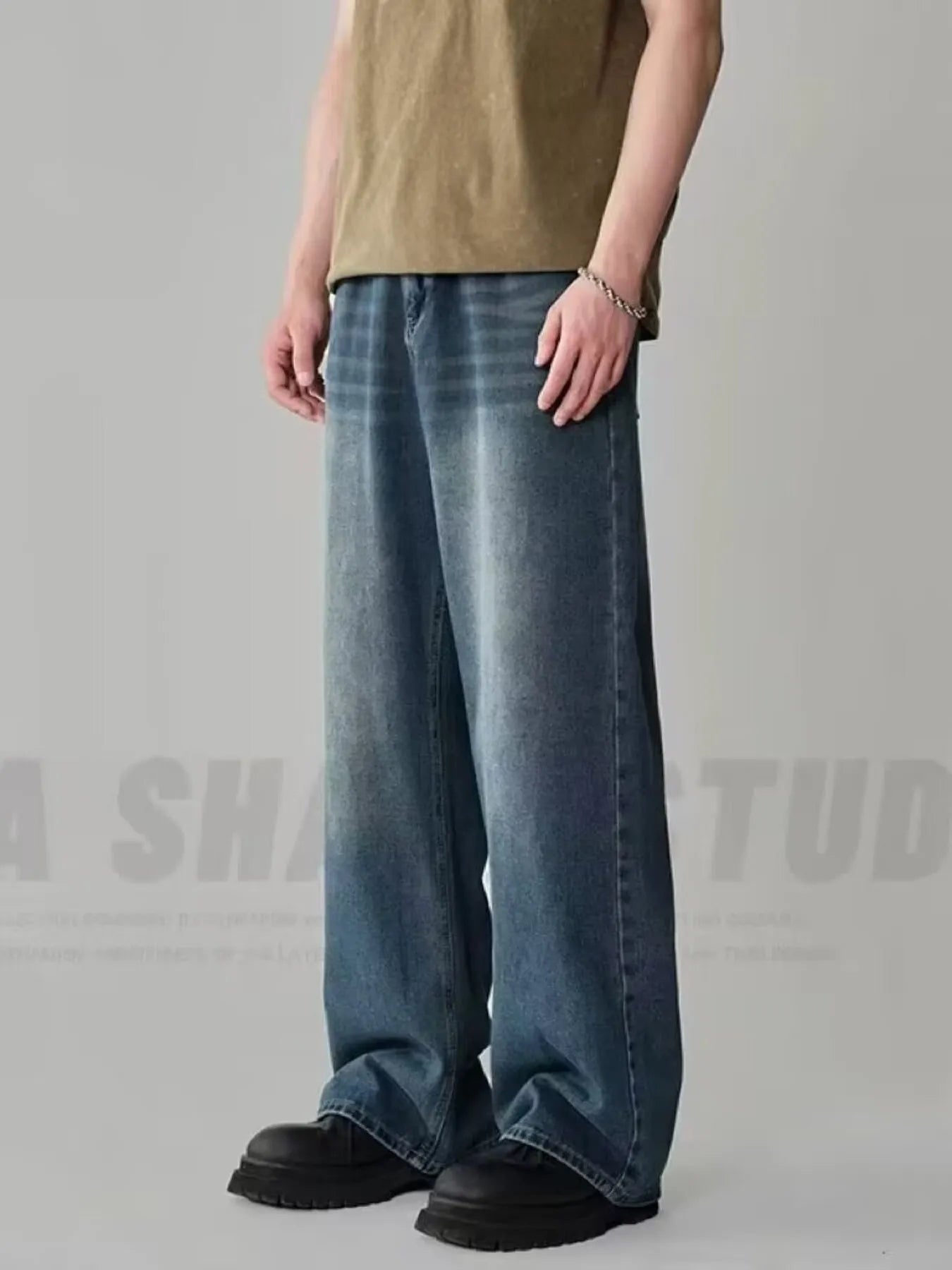 Men's Full Size Wash Loose Fit Jeans Plus Size