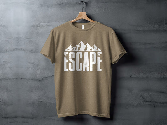 Escape Into The Mountains Outdoor Adventure Design T-Shirt