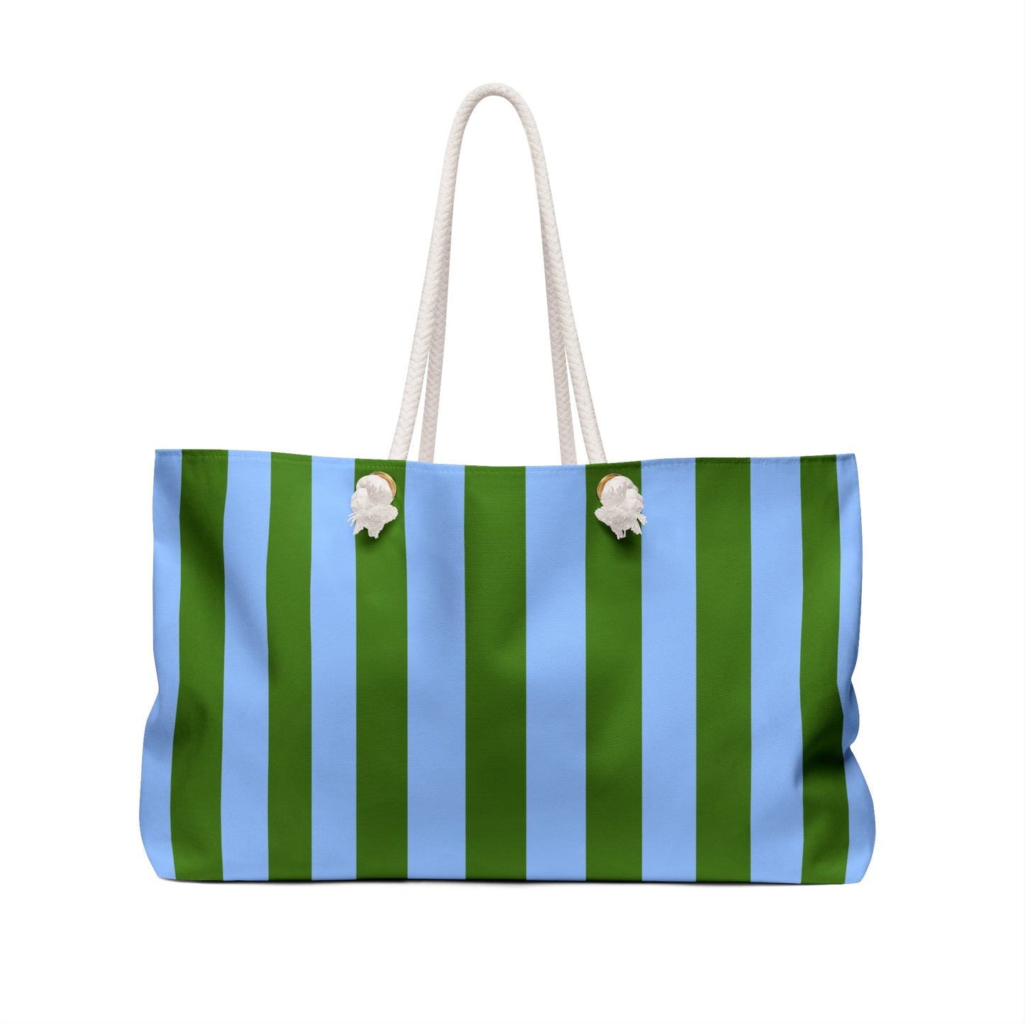 J'adore Santa Barbara Striped Weekender Bag — Green & Ice Blue Beach Tote